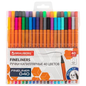 {{photo.Alt || photo.Description || 'Ручки капиллярные (линеры) 40 ЦВЕТОВ, BRAUBERG &quot;FINE 040&quot;, шестигранные, линия 0,4 мм, 144146'}}