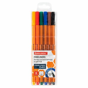 {{photo.Alt || photo.Description || 'Ручки капиллярные (линеры) 6 ЦВЕТОВ, BRAUBERG &quot;FINE 040&quot;, шестигранные, линия 0,4 мм, 144141'}}