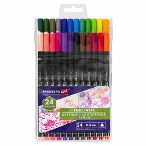 {{photo.Alt || photo.Description || 'Ручки капиллярные (линеры), 24 ЦВЕТА, BRAUBERG ART &quot;Classic&quot;, трехгранные, металлический наконечник, линия письма 0,4 мм, 144148'}}