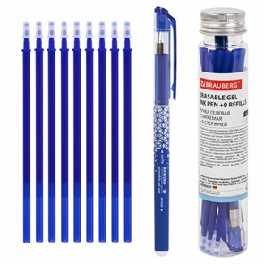 {{photo.Alt || photo.Description || 'Ручка стираемая гелевая + 9 стержней в ПЛАСТИКОВОЙ ТУБЕ, СИНЯЯ, игольчатый наконечник 0,5 мм, линия 0,35 мм, BRAUBERG, 144093'}}