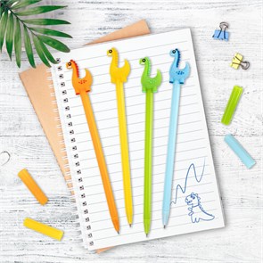 {{photo.Alt || photo.Description || 'Ручка с топпером шариковая ЮНЛАНДИЯ &quot;Динозаврик&quot;, корпус ассорти, СИНЯЯ, пишущий узел 0,7 мм, 143809'}}