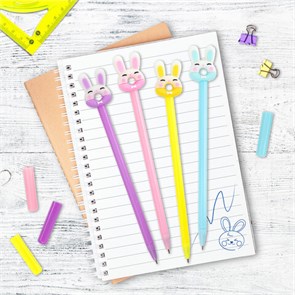 {{photo.Alt || photo.Description || 'Ручка с топпером шариковая ЮНЛАНДИЯ &quot;Зайка-пончик&quot;, корпус ассорти, СИНЯЯ, пишущий узел 0,7 мм, 143802'}}