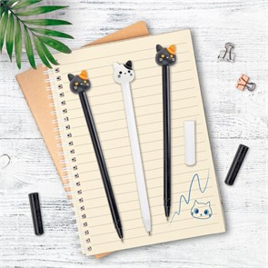 {{photo.Alt || photo.Description || 'Ручка с топпером шариковая ЮНЛАНДИЯ &quot;Кошка&quot;, корпус ассорти, СИНЯЯ, пишущий узел 0,7 мм, 143804'}}