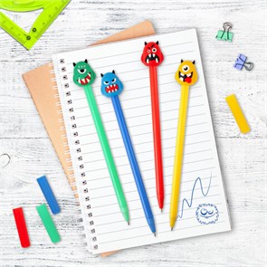 {{photo.Alt || photo.Description || 'Ручка с топпером шариковая ЮНЛАНДИЯ &quot;Монстрик&quot;, корпус ассорти, СИНЯЯ, пишущий узел 0,7 мм, 143798'}}