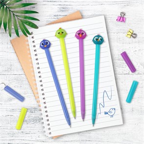 {{photo.Alt || photo.Description || 'Ручка с топпером шариковая ЮНЛАНДИЯ &quot;Птенец&quot;, корпус ассорти, СИНЯЯ, пишущий узел 0,7 мм, 143811'}}