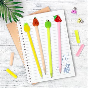 {{photo.Alt || photo.Description || 'Ручка с топпером шариковая ЮНЛАНДИЯ &quot;Фрукт&quot;, корпус ассорти, СИНЯЯ, пишущий узел 0,7 мм, 143810'}}