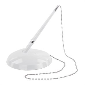 {{photo.Alt || photo.Description || 'Ручка шариковая настольная BRAUBERG &quot;Стенд-Пен Уайт2&quot;, СИНЯЯ, цепочка, корпус белый, линия письма 0,5 мм, 141348'}}