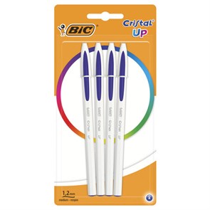 {{photo.Alt || photo.Description || 'Ручки шариковые BIC &quot;Cristal Up&quot;, НАБОР 4 шт., СИНИЕ, узел 1 мм, линия письма 0,32 мм, блистер, 949875'}}