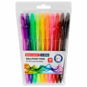 {{photo.Alt || photo.Description || 'Ручки шариковые BRAUBERG &quot;X-333&quot;, НАБОР 10 цветов, узел 0,7 мм, линия 0,35 мм, 144251'}}