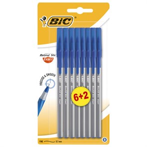{{photo.Alt || photo.Description || 'Ручки шариковые с грипом BIC &quot;Round Stic Exact&quot;, НАБОР 6+2 шт., СИНИЕ, линия письма 0,28 мм, блистер, 932862'}}