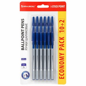 {{photo.Alt || photo.Description || 'Ручки шариковые с грипом BRAUBERG &quot;i-STICK POINT&quot;, НАБОР 10+2 ШТ., СИНИЕ, линия письма 0,35 мм, блистер,144025'}}