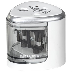 {{photo.Alt || photo.Description || 'Точилка электрическая BRAUBERG DUAL (для 2 диаметров карандашей!), 4 батарейки АА, белая, 270580'}}