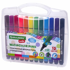 {{photo.Alt || photo.Description || 'Фломастеры в пластиковом кейсе трехгранные утолщенные УЛЬТРАСМЫВАЕМЫЕ, BRAUBERG KIDS, 12 цветов, 152191'}}