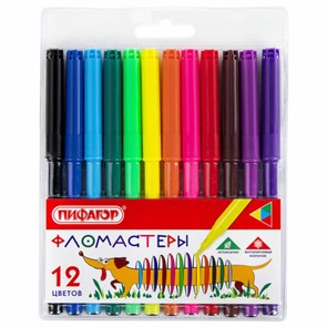 {{photo.Alt || photo.Description || 'Фломастеры ПИФАГОР &quot;Веселая такса&quot;, 12 цветов, вентилируемый колпачок, 151397'}}