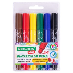 {{photo.Alt || photo.Description || 'Фломастеры смываемые детские, противоударный наконечник, 6 цветов, BRAUBERG KIDS, ПВХ-упаковка с европодвесом, 152178'}}