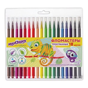 {{photo.Alt || photo.Description || 'Фломастеры ЮНЛАНДИЯ 18 цветов, &quot;ЗООПАРК&quot;, трехгранные, вентилируемый колпачок, 151426'}}