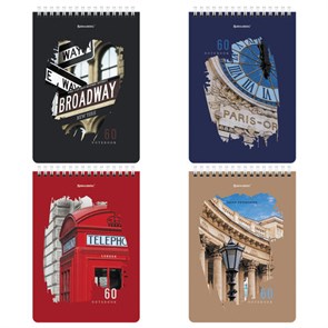 {{photo.Alt || photo.Description || 'Блокнот А5 (146х206 мм), 60 л., гребень, картон, жесткая подложка, клетка, BRAUBERG, &quot;Города&quot;, 114369'}}