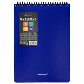 {{photo.Alt || photo.Description || 'Блокнот А5 80 л., спираль пластиковая, обложка пластик, клетка, BRAUBERG &quot;Metropolis&quot;, СИНИЙ, 115569'}}