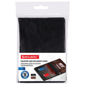 {{photo.Alt || photo.Description || 'Обложка для паспорта и документов 7 в 1 натуральная кожа, без тиснения, черная, BRAUBERG, 238196'}}