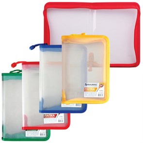 {{photo.Alt || photo.Description || 'Папка на молнии пластиковая BRAUBERG, &quot;Диагональ&quot;, А5, 235х165 мм, прозрачная, молния ассорти, 224053'}}