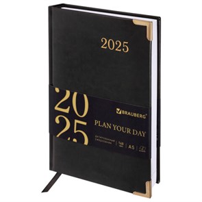 {{photo.Alt || photo.Description || 'Ежедневник датированный 2025 А5 138x213 мм BRAUBERG &quot;Senator&quot;, под кожу, черный, 115817'}}