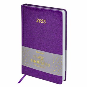 {{photo.Alt || photo.Description || 'Ежедневник датированный 2025, А5, 138x213 мм, BRAUBERG &quot;Sparkle&quot;, под кожу, блестки, фиолетовый, 115857'}}