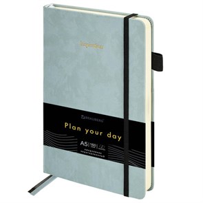 {{photo.Alt || photo.Description || 'Ежедневник недатированный А5 138x213мм BRAUBERG Velvet, резинка, держатель, 160л, серо-голубой, 116245'}}