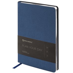 {{photo.Alt || photo.Description || 'Ежедневник недатированный А5 138х213 мм BRAUBERG &quot;Metallic&quot;, под кожу, 136 л., гибкий, синий, 113376'}}