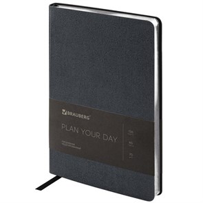 {{photo.Alt || photo.Description || 'Ежедневник недатированный А5 138х213 мм BRAUBERG &quot;Metallic&quot;, под кожу, 136 л., гибкий, черный, 113374'}}