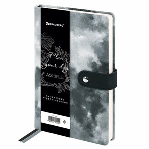 {{photo.Alt || photo.Description || 'Ежедневник недатированный А5 138х213 мм BRAUBERG &quot;Nebula&quot;, под кожу, застежка, 160 л., черный, 116235'}}