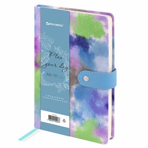 {{photo.Alt || photo.Description || 'Ежедневник недатированный А5 138х213мм BRAUBERG Nebula, под кожу, застежка 160л, синий микс, 116238'}}