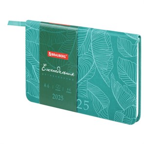 {{photo.Alt || photo.Description || 'Еженедельник датированный 2025 МАЛЫЙ ФОРМАТ 95х155 мм А6, BRAUBERG &quot;Foliage&quot;, под кожу, бирюза, 115987'}}