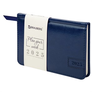 {{photo.Alt || photo.Description || 'Еженедельник датированный 2025 МАЛЫЙ ФОРМАТ 95х155 мм А6, BRAUBERG &quot;Imperial&quot;, под кожу, синий, 115977'}}