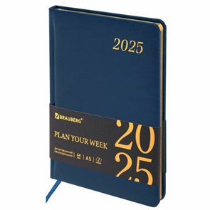 {{photo.Alt || photo.Description || 'Еженедельник датированный 2025, А5, 145х215 мм, BRAUBERG &quot;Iguana&quot;, под кожу, синий, 115960'}}