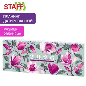 {{photo.Alt || photo.Description || 'Планинг датированный 2026 285х112мм, STAFF, гребень, картонная обложка, 64л, Сад магнолий, 117365'}}