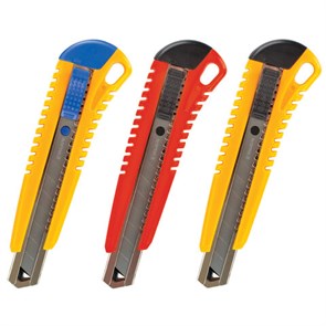 {{photo.Alt || photo.Description || 'Нож канцелярский 18 мм BRAUBERG &quot;Standard&quot;, 3 лезвия в комплекте, автофиксатор, корпус ассорти, 230918'}}