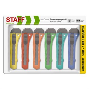 {{photo.Alt || photo.Description || 'Нож канцелярский 18 мм КОМПЛЕКТ &quot;5 шт. + 1 шт. В ПОДАРОК&quot;, фиксатор, блистер, STAFF EVERYDAY, 238770'}}