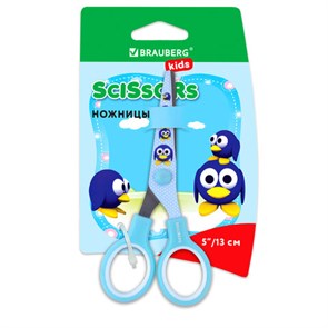 {{photo.Alt || photo.Description || 'Ножницы 130 мм с цветной печатью &quot;Пингвины&quot;, голубые, закругленные, BRAUBERG KIDS, 232271'}}