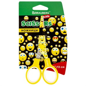 {{photo.Alt || photo.Description || 'Ножницы 130 мм с цветной печатью &quot;Смайлики&quot;, жёлто-белые, закругленные, BRAUBERG KIDS, 232274'}}