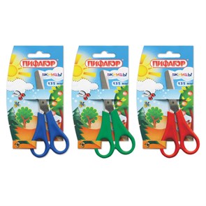 {{photo.Alt || photo.Description || 'Ножницы ПИФАГОР, 135 мм, с линейкой, цвет ассорти, в картонной упаковке с европодвесом, 231163'}}