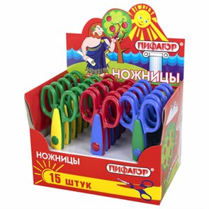 {{photo.Alt || photo.Description || 'Ножницы ПИФАГОР, 135 мм, фигурное лезвие, ассорти, в дисплее, 230938'}}