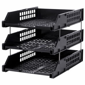 {{photo.Alt || photo.Description || 'Лотки горизонтальные для бумаг, КОМПЛЕКТ 3 шт., 334х255х271 мм, черный, BRAUBERG GRAND OFFICE, 238109'}}