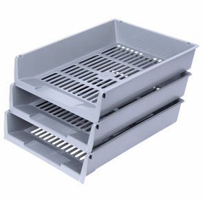 {{photo.Alt || photo.Description || 'Лотки горизонтальные для бумаг, КОМПЛЕКТ 3 шт., 340х270х70 мм, серый, BRAUBERG &quot;Office&quot;, 237256'}}