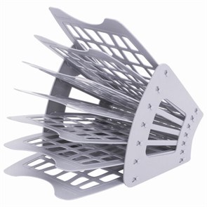 {{photo.Alt || photo.Description || 'Лоток для бумаг веерный BRAUBERG-SMART, 7-ми секционный, сетчатый, серый, 231144'}}