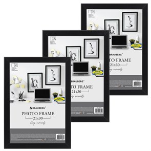 {{photo.Alt || photo.Description || 'Рамка 21х30 см небьющаяся, КОМПЛЕКТ 3 штуки, багет 21 мм, МДФ, BRAUBERG &quot;Idea&quot;, черная, 391393'}}