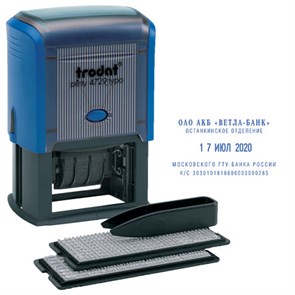 {{photo.Alt || photo.Description || 'Датер самонаборный, 4 строки+дата, оттиск 50х30 мм, синий, TRODAT 4729, кассы в комплекте, 53334'}}