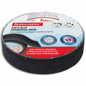 {{photo.Alt || photo.Description || 'Клейкая ПРОТИВОСКОЛЬЗЯЩАЯ зернистая лента 25 мм х 5 м, ЧЕРНАЯ, основа ПВХ, BRAUBERG, 606772'}}