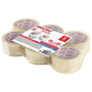 {{photo.Alt || photo.Description || 'Клейкие ленты упаковочные, 48 мм х 60 м, КОМПЛЕКТ 6 шт., прозрачные, толщина 45 микрон, ОФИСМАГ, 440070'}}