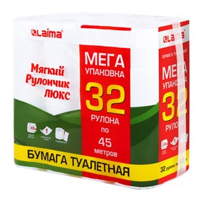 {{photo.Alt || photo.Description || 'Бумага туалетная &quot;МЯГКИЙ РУЛОНЧИК ЛЮКС&quot; белая, 100% целлюлоза, спайка 32 рулона по 45 метров, 1-слойная, LAIMA, 114736'}}