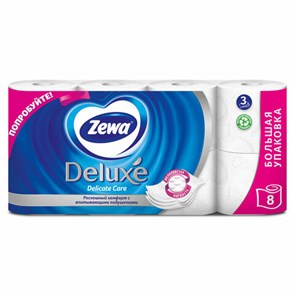 {{photo.Alt || photo.Description || 'Бумага туалетная 3-х слойная 8 рулонов (8х18 м), белая, ZEWA Deluxe, 536600'}}